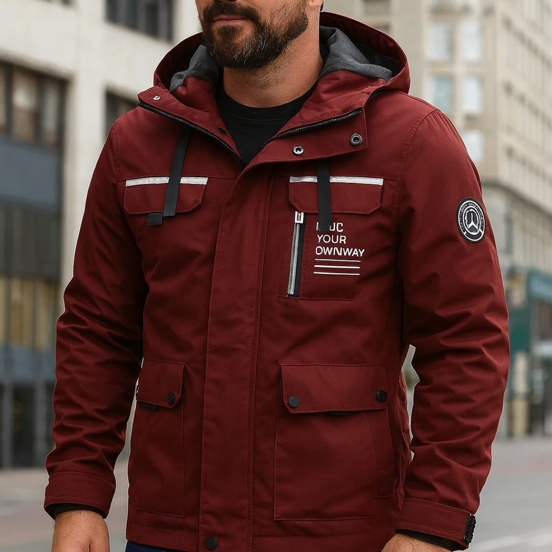 Winterjacke Herren mit abnehmbarer Kapuze und vielseitigen Taschen | J&B - 4 - Jasminaboutique.com