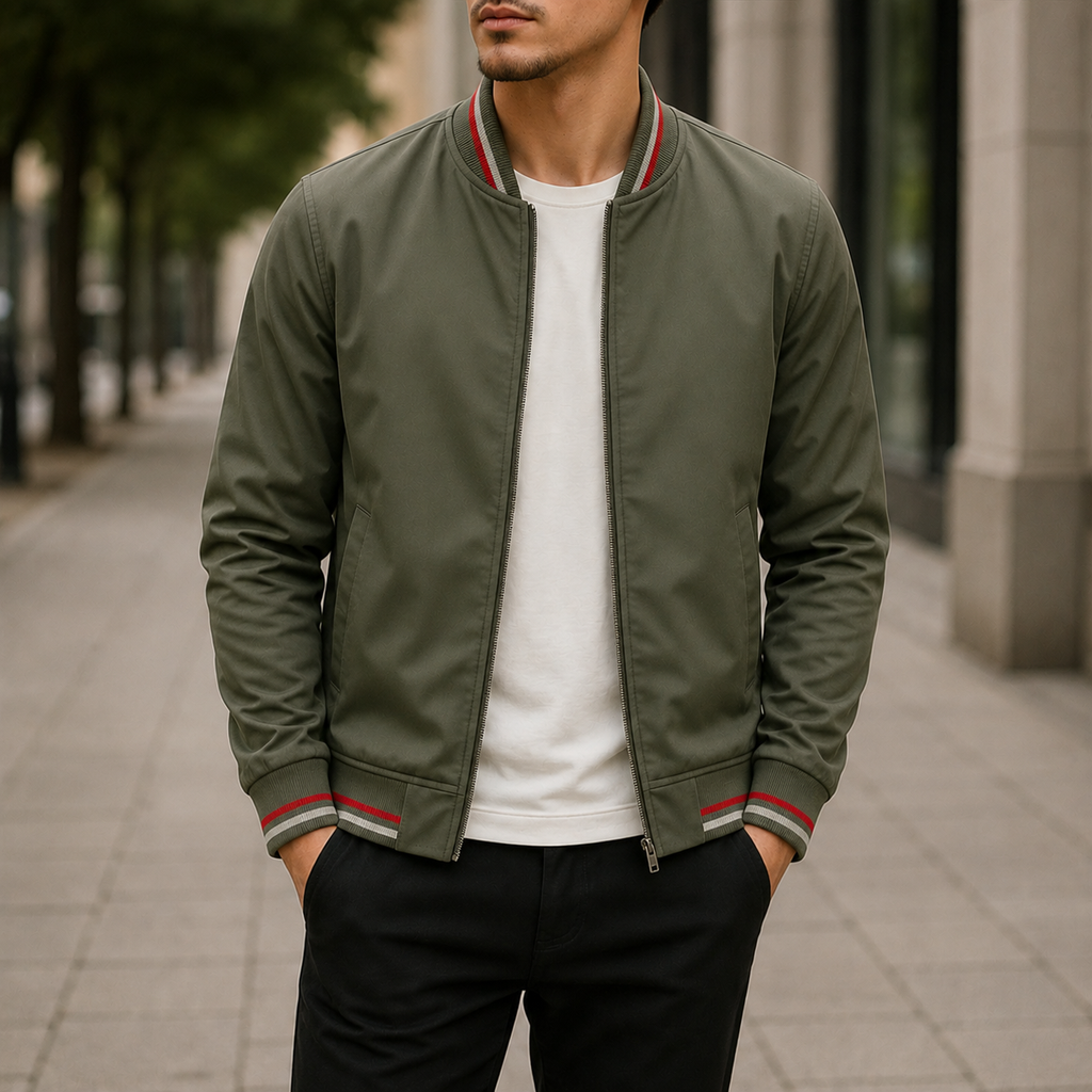 Bomberjacke Herren mit sportlichem Look und praktischen Streifen | J&B - 2 - Jasminaboutique.com