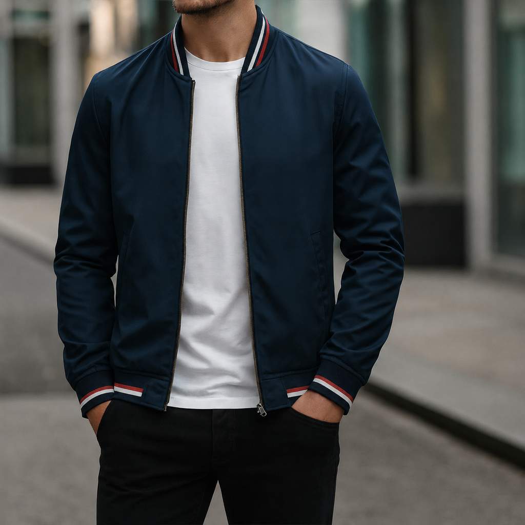 Bomberjacke Herren mit sportlichem Look und praktischen Streifen | J&B - 8 - Jasminaboutique.com