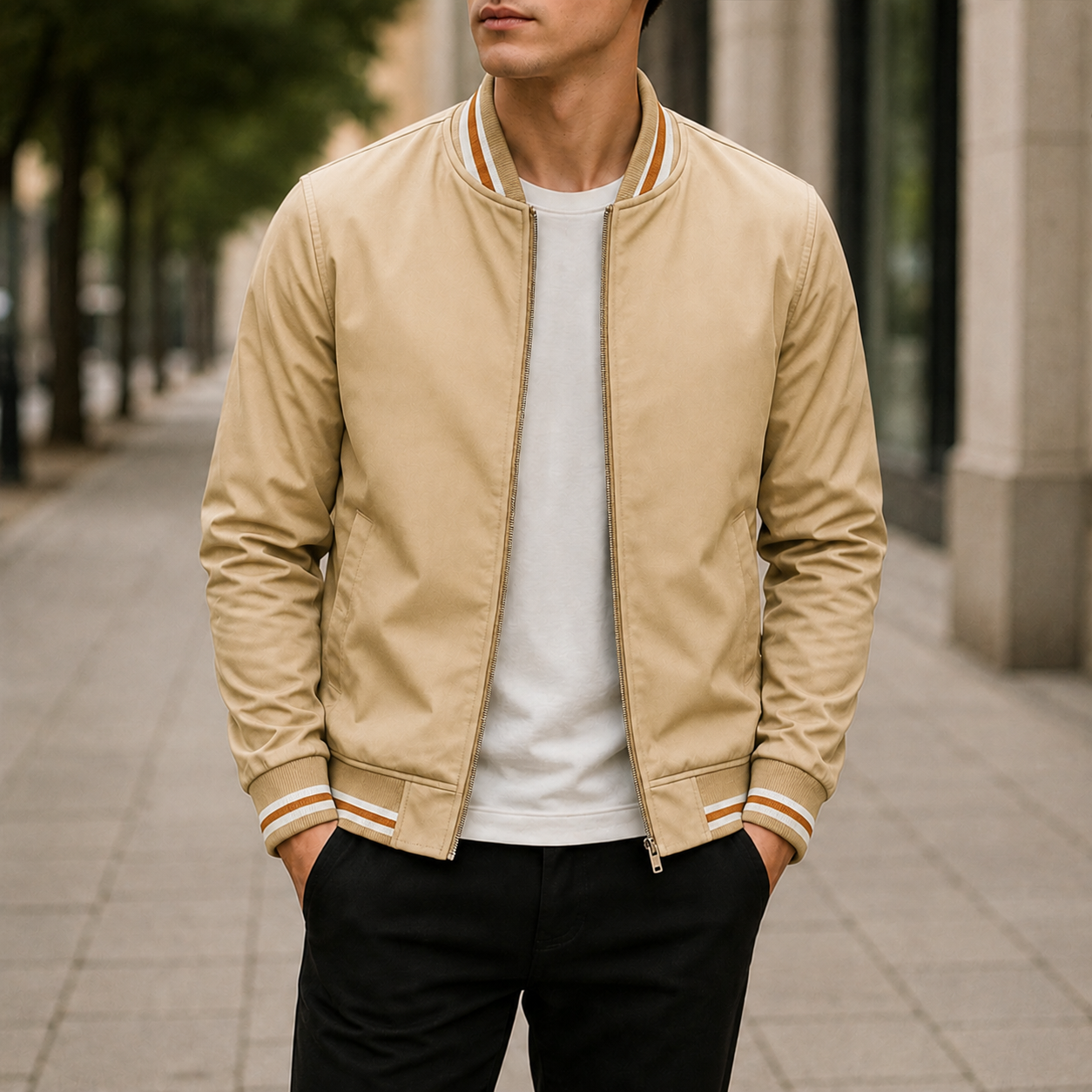 Bomberjacke Herren mit sportlichem Look und praktischen Streifen | J&B - 10 - Jasminaboutique.com