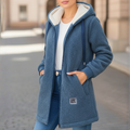 Fleecejacke Damen in Longline-Form mit Kapuze und Taschen | J&B - 1 - Jasminaboutique.com
