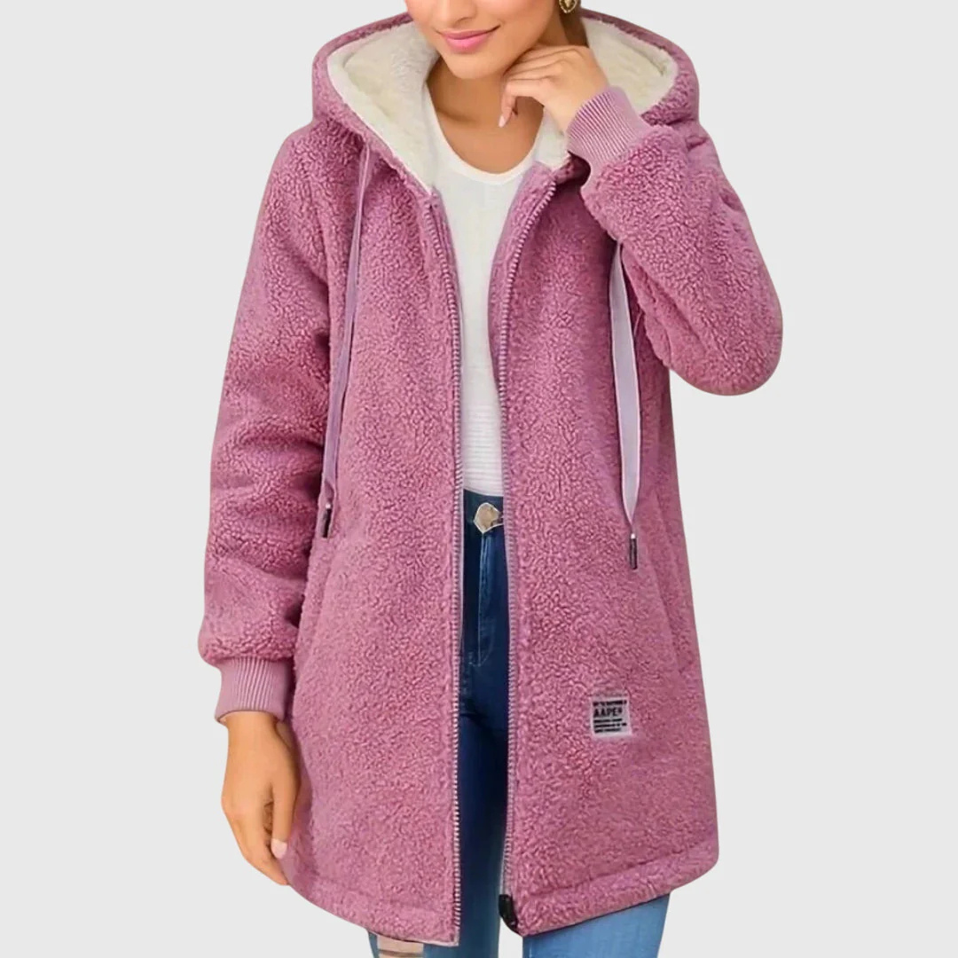 Fleecejacke Damen in Longline-Form mit Kapuze und Taschen | J&B - 4 - Jasminaboutique.com