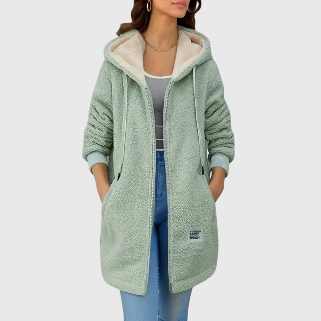 Fleecejacke Damen in Longline-Form mit Kapuze und Taschen | J&B - 8 - Jasminaboutique.com