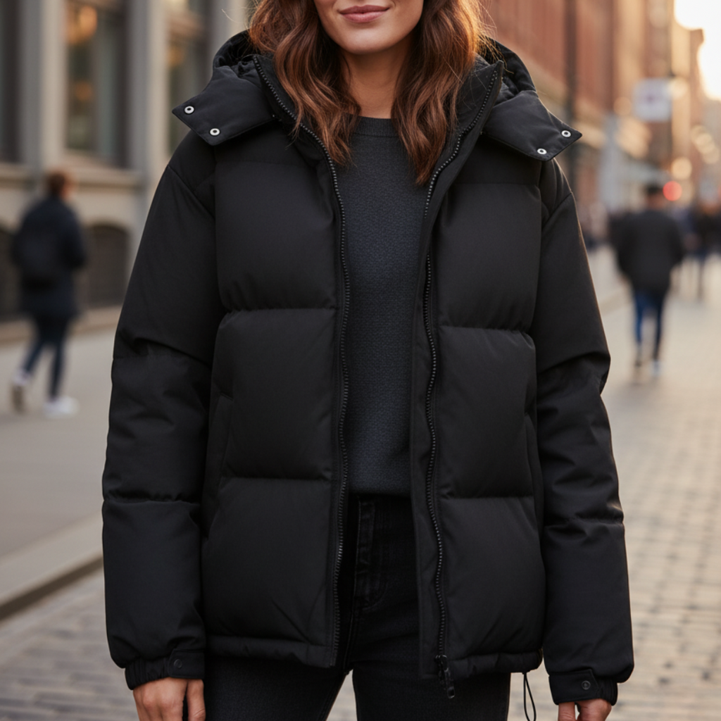 Damen Steppjacke mit Kapuze und Reißverschluss | J&B - 2 - Jasminaboutique.com