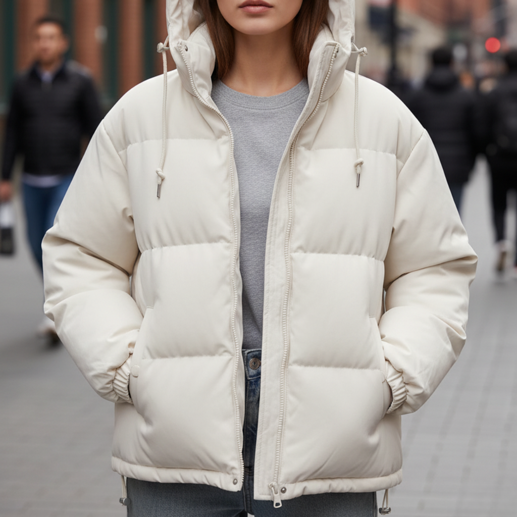 Damen Steppjacke mit Kapuze und Reißverschluss | J&B - 4 - Jasminaboutique.com