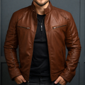 Herren Lederjacke mit Reißverschlusstaschen und modernem Schnitt | J&B - 1 - Jasminaboutique.com