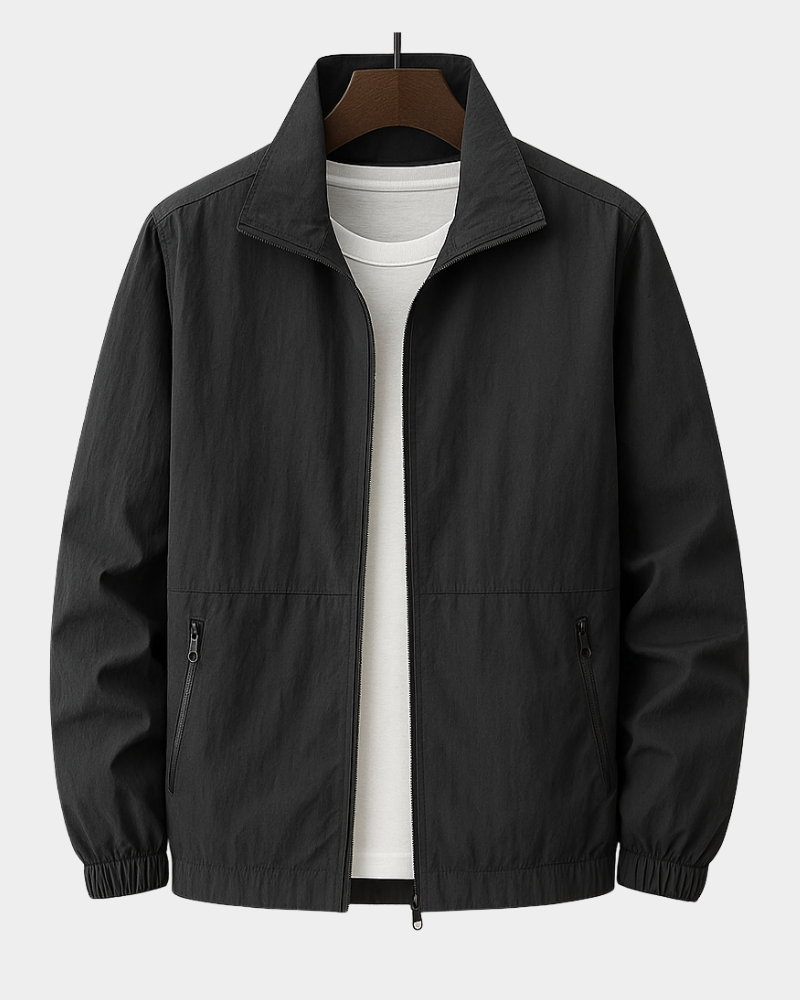 Leichte Herrenjacke mit Stehkragen und Reißverschlusstaschen | J&B - 5 - Jasminaboutique.com
