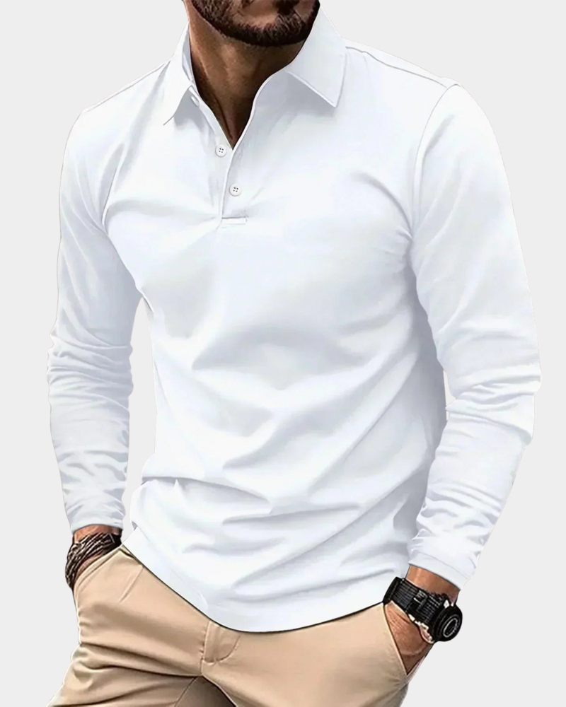 Langarm-Poloshirt Herren mit klassischem Kragen und taillierter Passform | J&B - 3 - Jasminaboutique.com