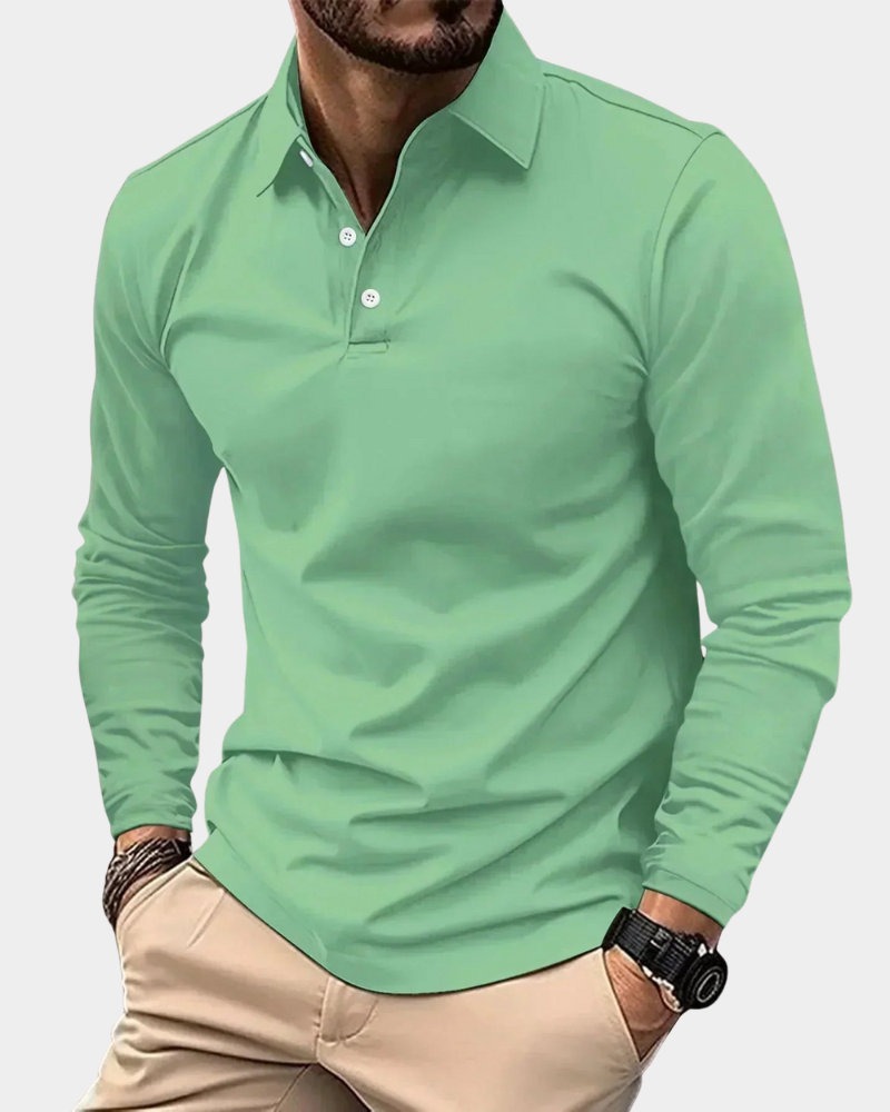 Langarm-Poloshirt Herren mit klassischem Kragen und taillierter Passform | J&B - 4 - Jasminaboutique.com