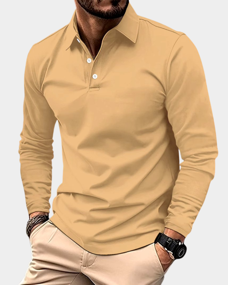 Langarm-Poloshirt Herren mit klassischem Kragen und taillierter Passform | J&B - 5 - Jasminaboutique.com