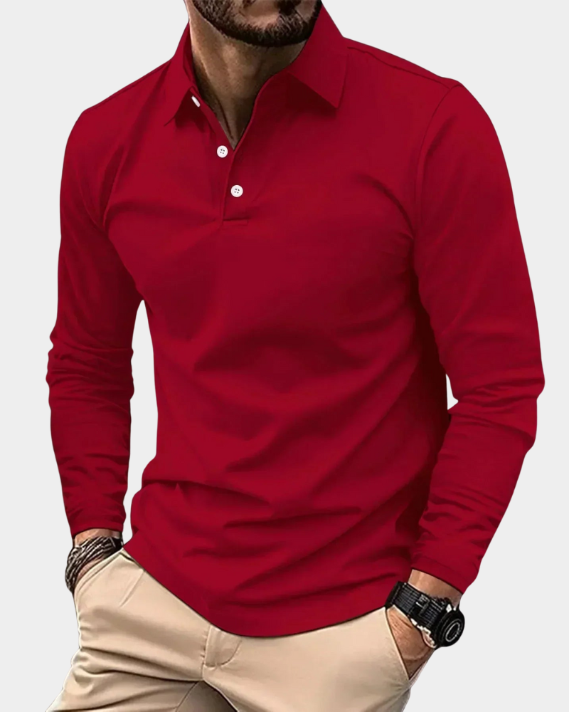 Langarm-Poloshirt Herren mit klassischem Kragen und taillierter Passform | J&B - 6 - Jasminaboutique.com