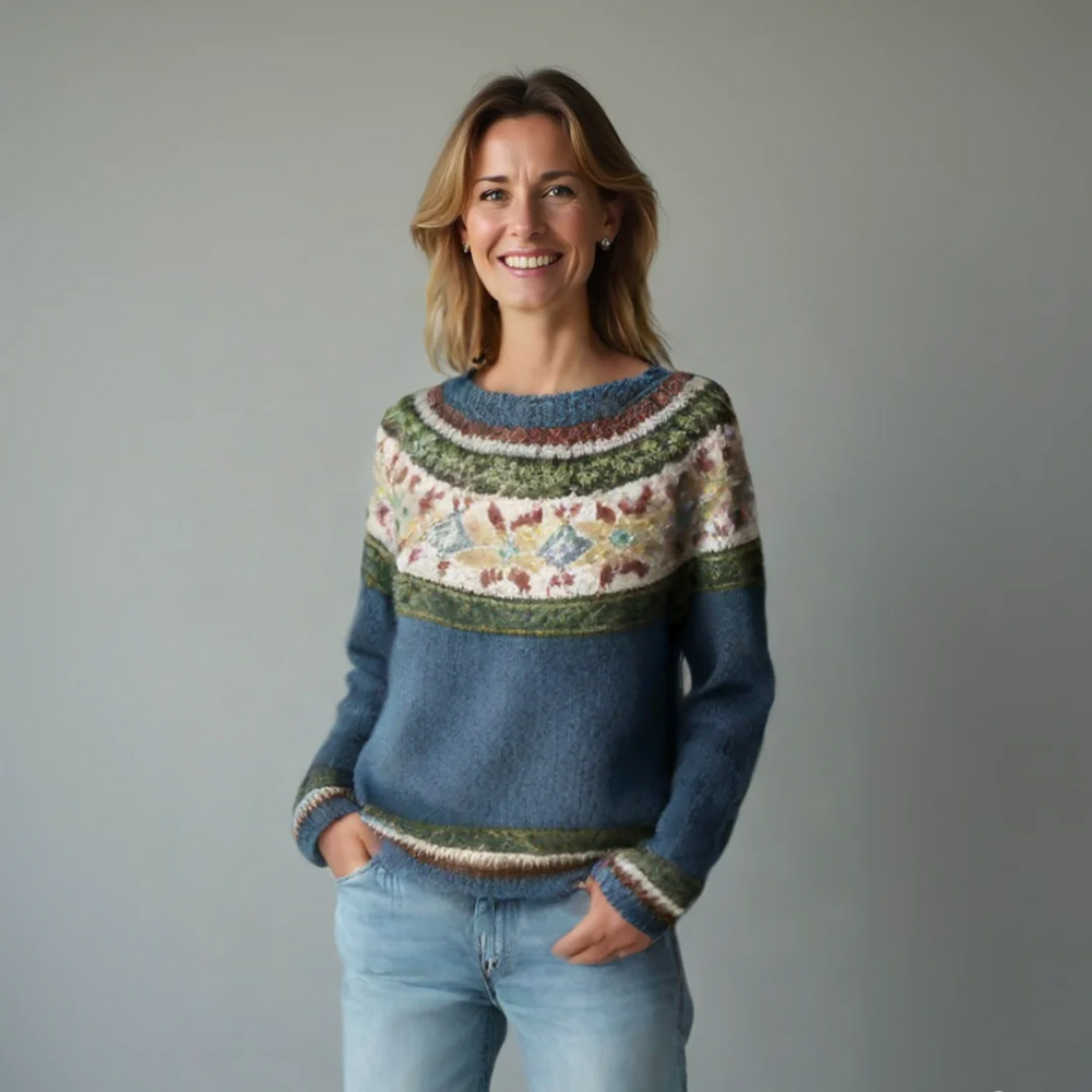 Pullover Damen mit nordischem Design und lässigem Schnitt - J&B; - 8 - Jasminaboutique.com