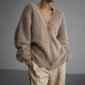 Damen Oversize Cardigan mit Knöpfen und V-Ausschnitt - J&B; - 1 - Jasminaboutique.com