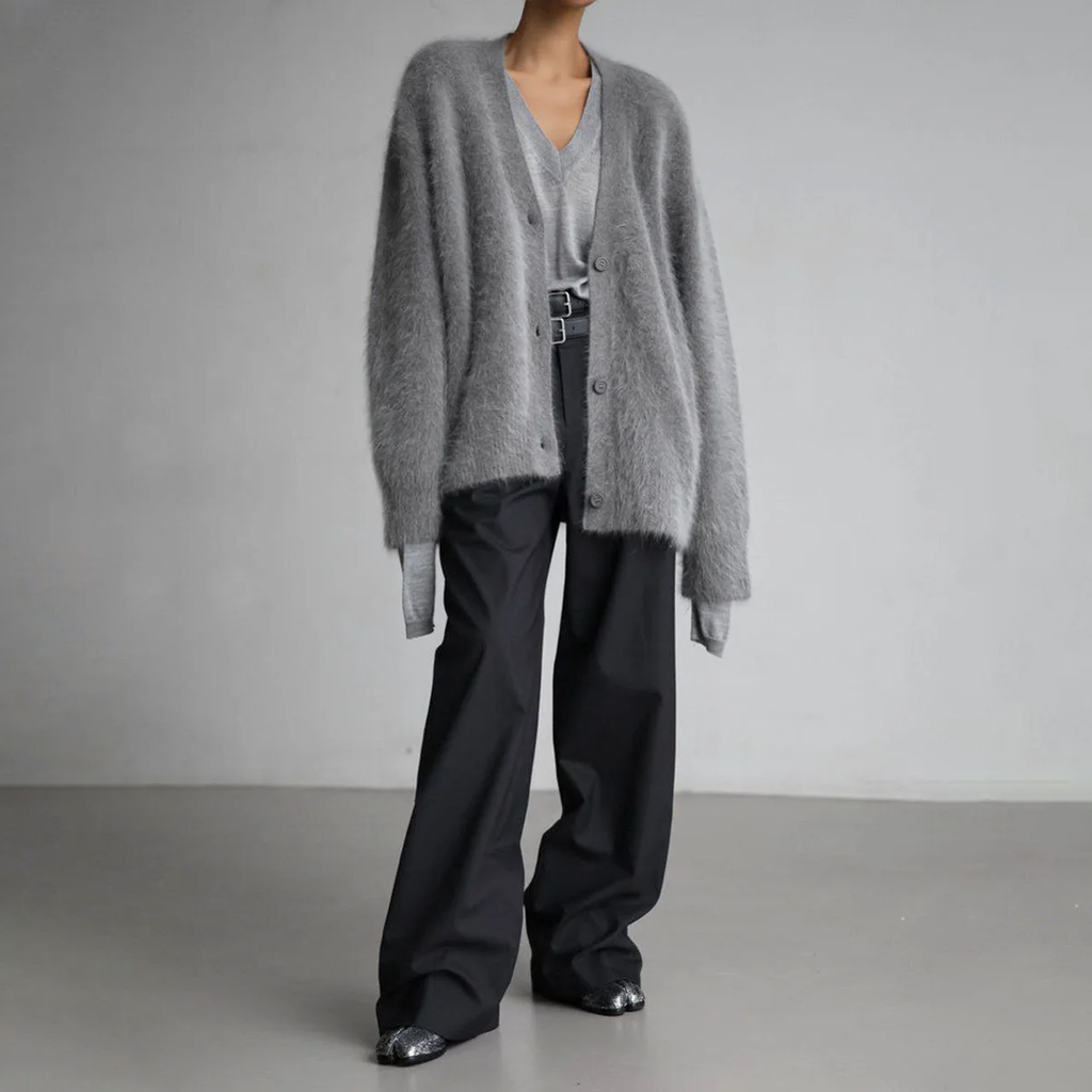 Damen Oversize Cardigan mit Knöpfen und V-Ausschnitt - J&B; - 4 - Jasminaboutique.com