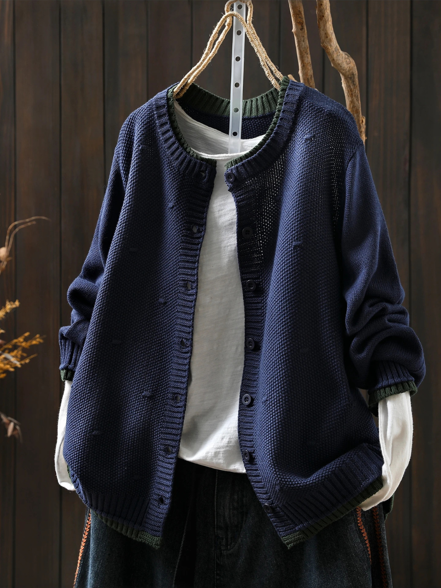 Damen Cardigan Oversize mit Knöpfen und strukturiertem Look - J&B; - 6 - Jasminaboutique.com