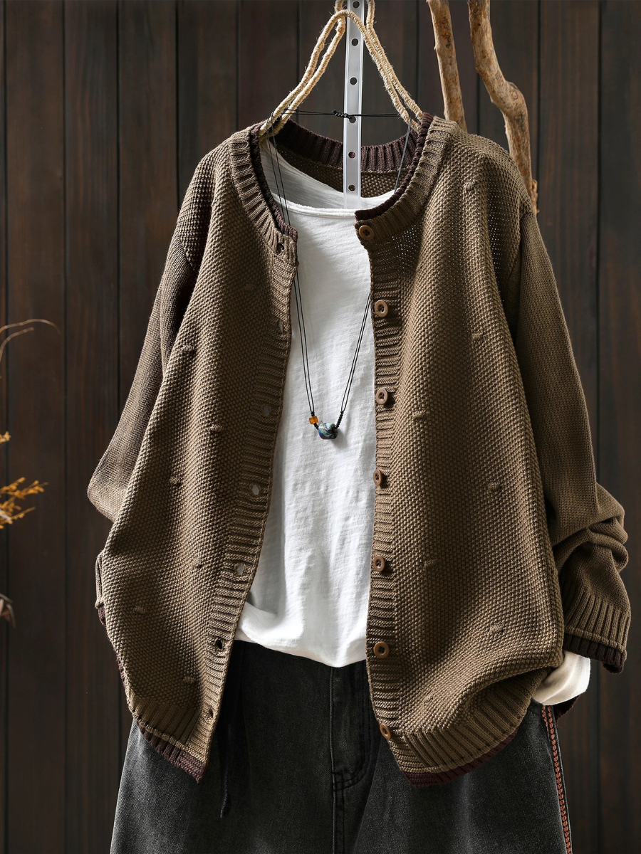 Damen Cardigan Oversize mit Knöpfen und strukturiertem Look - J&B; - 7 - Jasminaboutique.com