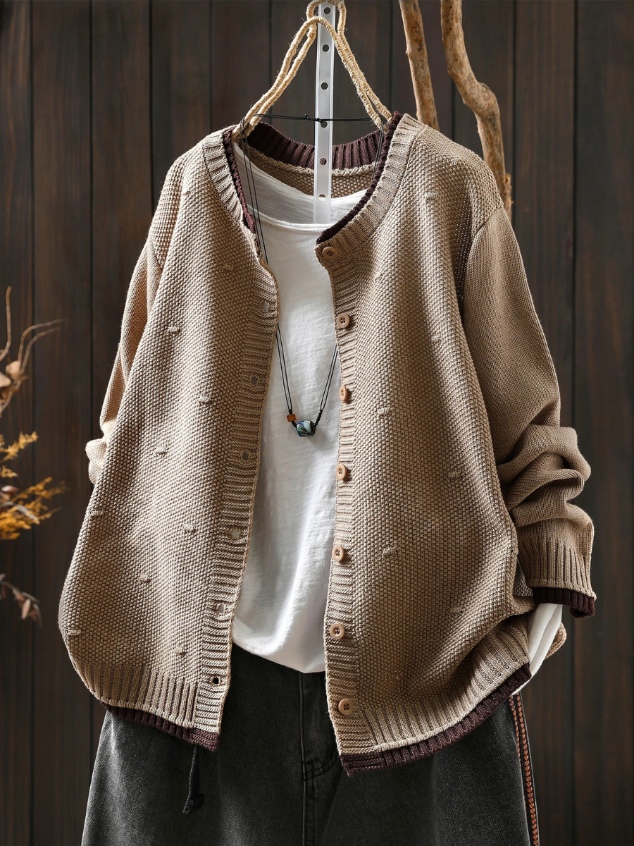 Damen Cardigan Oversize mit Knöpfen und strukturiertem Look - J&B; - 8 - Jasminaboutique.com