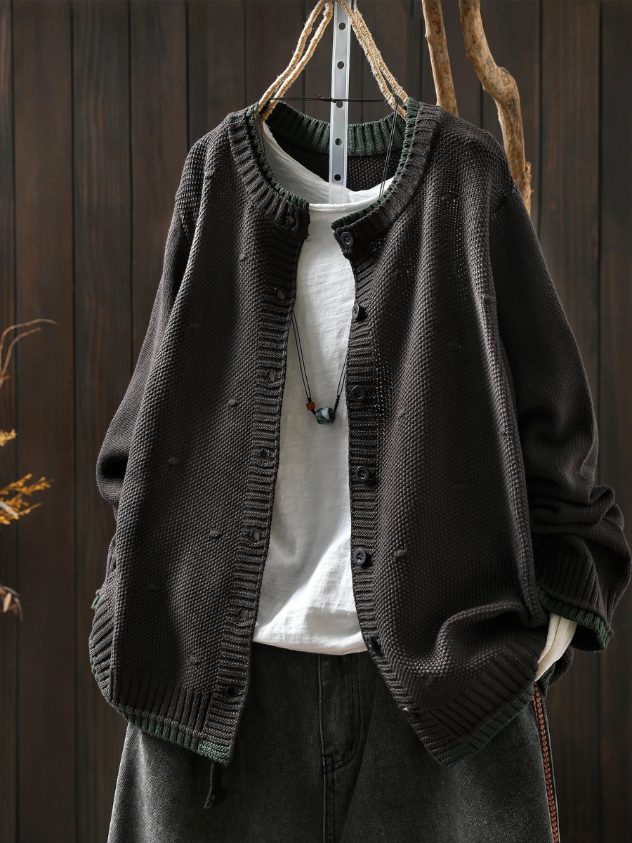 Damen Cardigan Oversize mit Knöpfen und strukturiertem Look - J&B; - 9 - Jasminaboutique.com