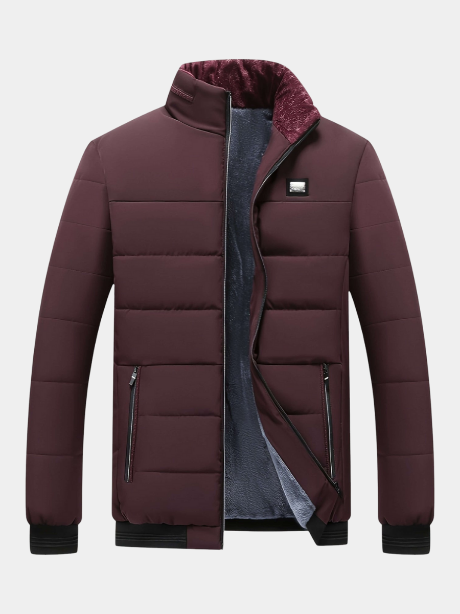 Dunkel gestepptes Herrenjackett mit Stehkragen und Reißverschluss - J&B; - 1 - Jasminaboutique.com
