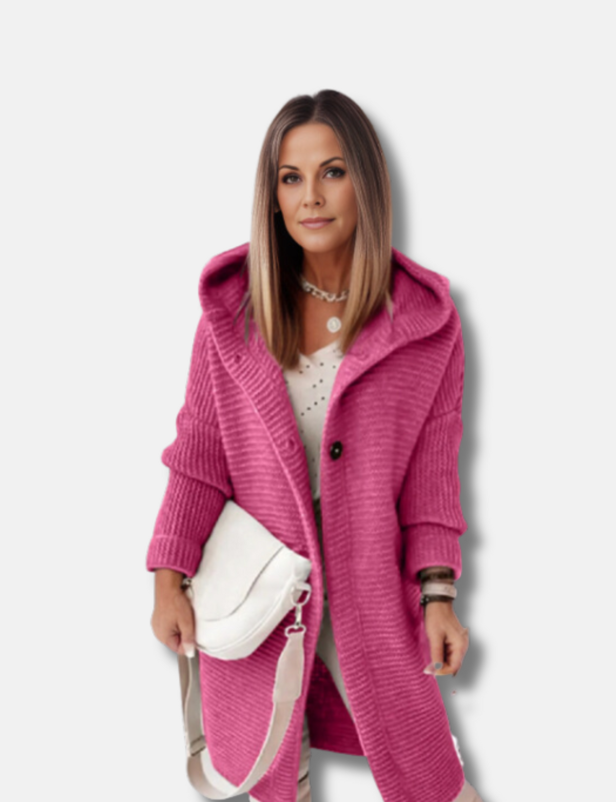 Cardigan Damen Grobe Rippstruktur mit Kapuze - J&B; - 4 - Jasminaboutique.com