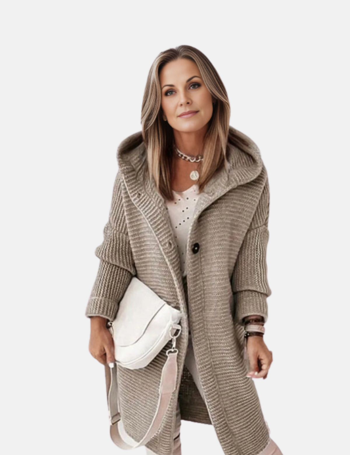 Cardigan Damen Grobe Rippstruktur mit Kapuze - J&B; - 6 - Jasminaboutique.com