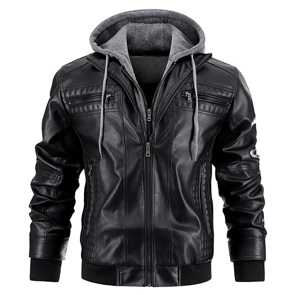 Lederjacke Herren Stilvoll mit Kapuze - J&B; - 1 - Jasminaboutique.com