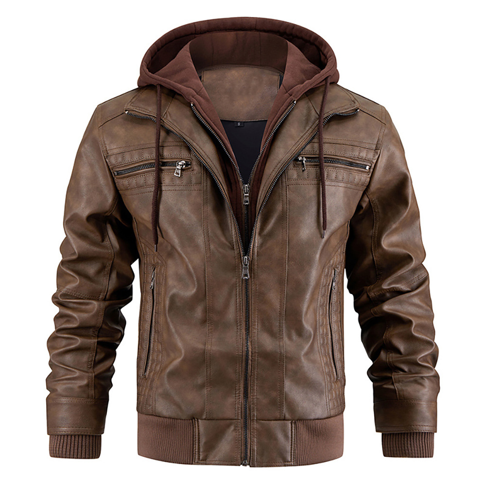 Lederjacke Herren Stilvoll mit Kapuze - J&B; - 2 - Jasminaboutique.com