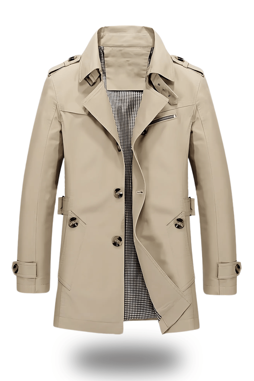 Trenchcoat Herren mit klassischer Silhouette und edlen Details - J&B - 1 - Jasminaboutique.com