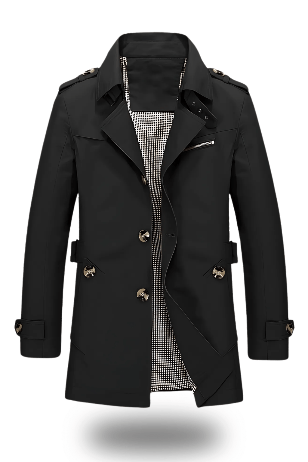 Trenchcoat Herren mit klassischer Silhouette und edlen Details - J&B - 3 - Jasminaboutique.com