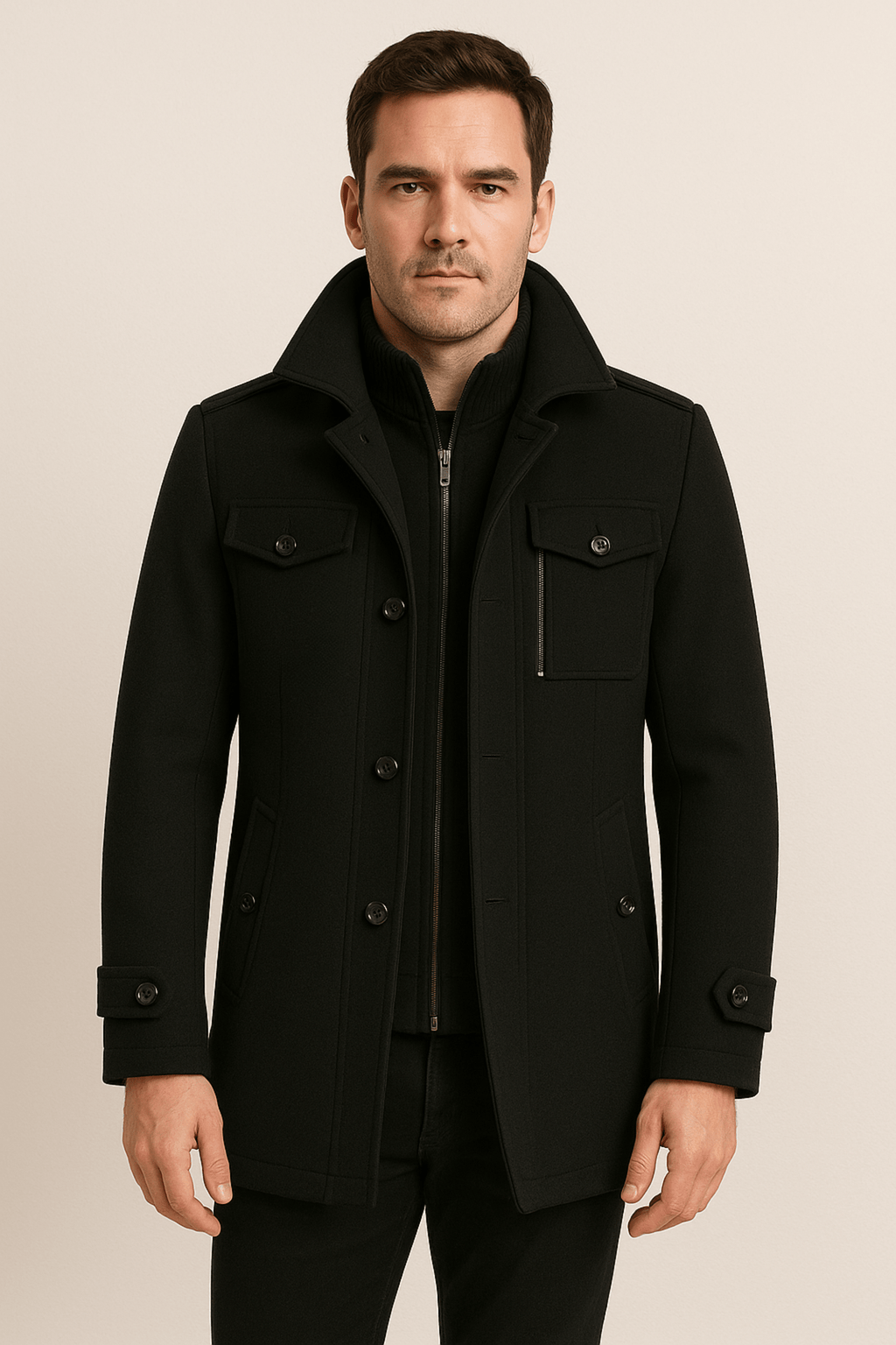 Jacke Herren mit markantem Schnitt und praktischen Taschen - J&B - 1 - Jasminaboutique.com