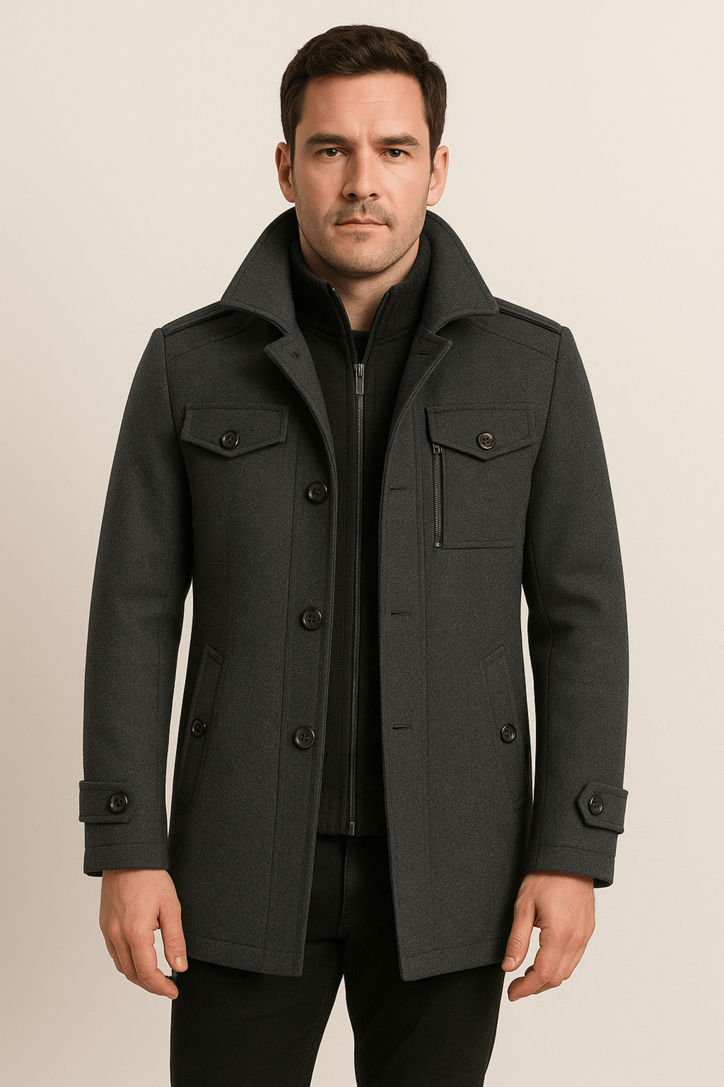 Jacke Herren mit markantem Schnitt und praktischen Taschen - J&B - 5 - Jasminaboutique.com