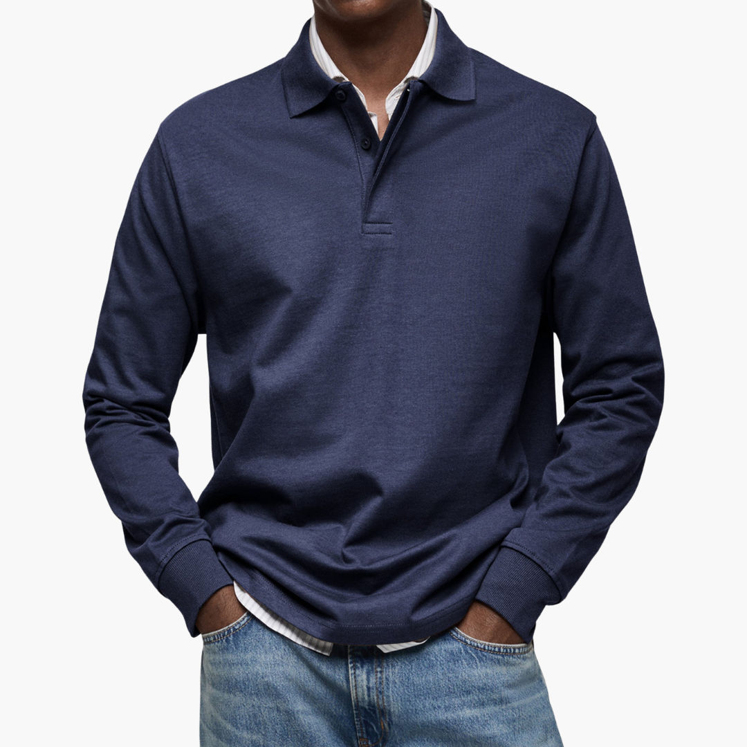 Herren Poloshirt mit langen Ärmeln - Klassischer Schnitt - J&B - 2 - Jasminaboutique.com