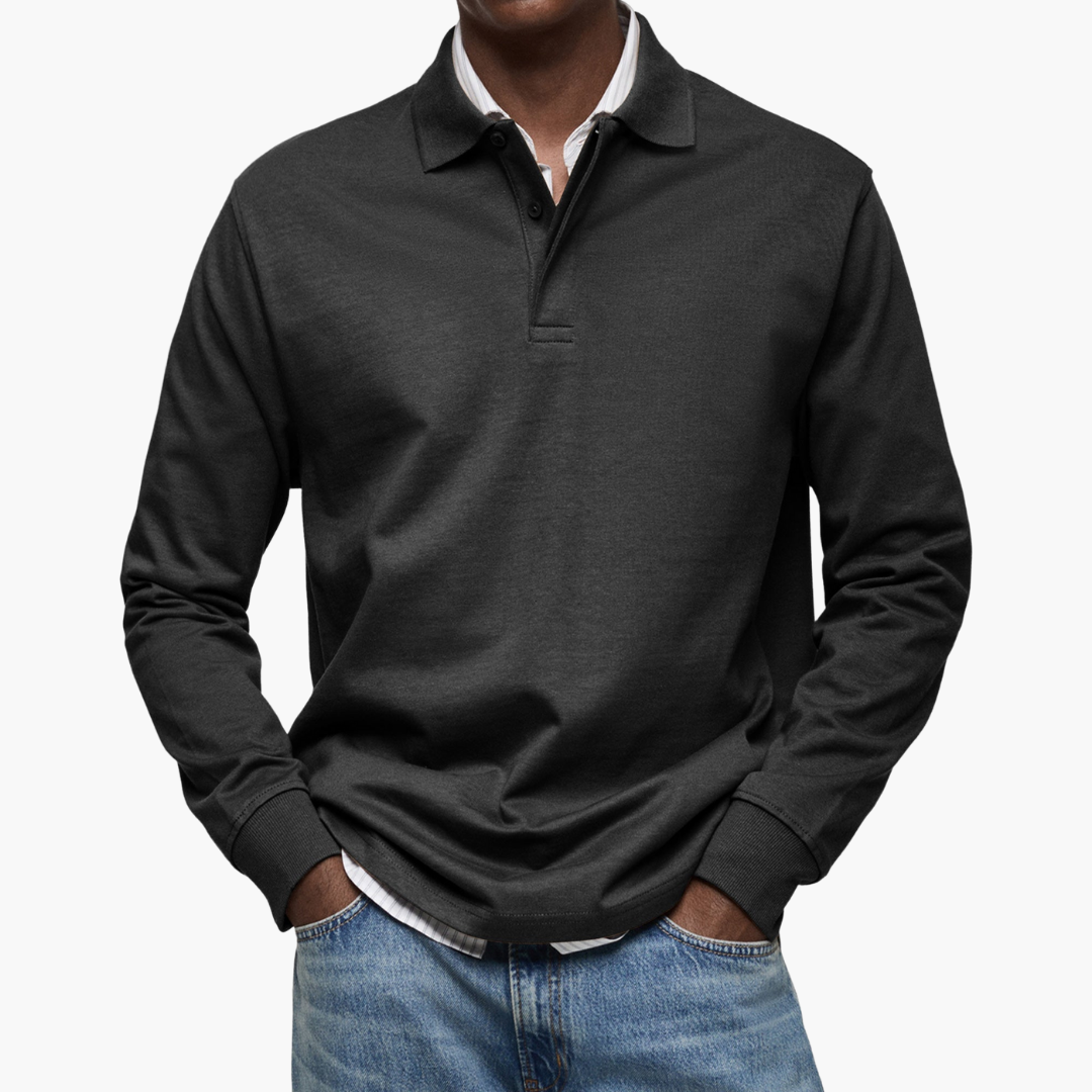 Herren Poloshirt mit langen Ärmeln - Klassischer Schnitt - J&B - 3 - Jasminaboutique.com