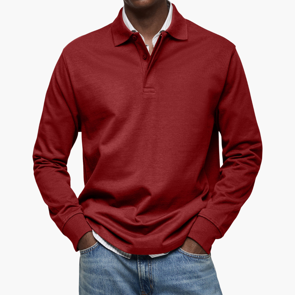 Herren Poloshirt mit langen Ärmeln - Klassischer Schnitt - J&B - 4 - Jasminaboutique.com