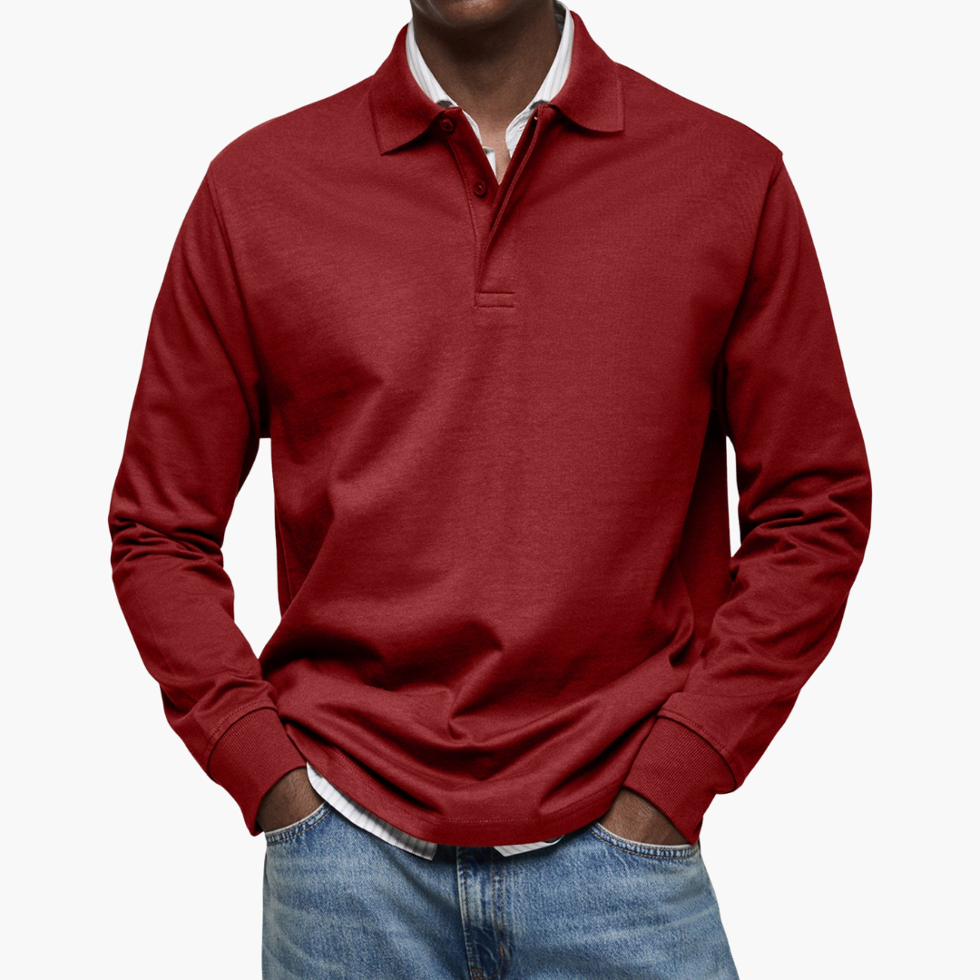 Herren Poloshirt mit langen Ärmeln - Klassischer Schnitt - J&B - 4 - Jasminaboutique.com
