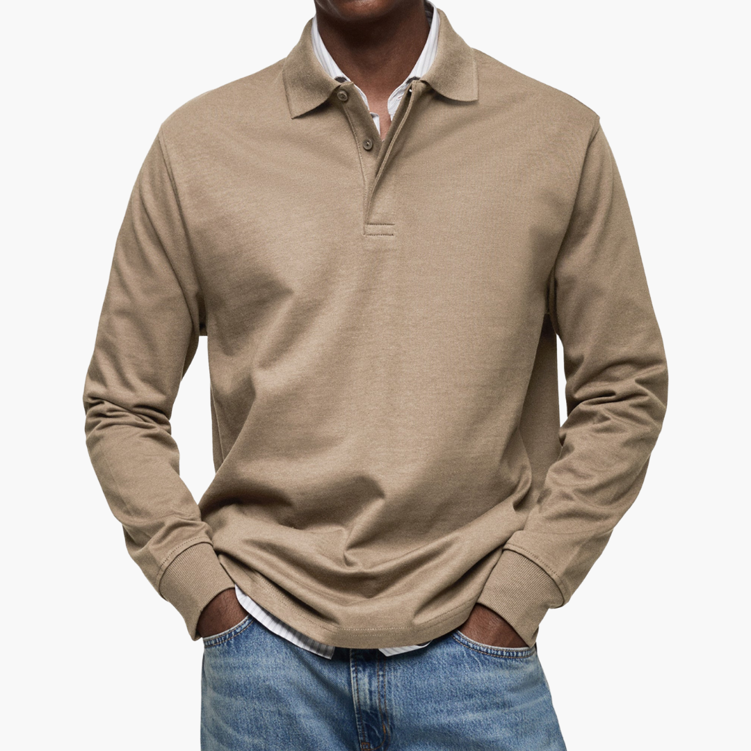 Herren Poloshirt mit langen Ärmeln - Klassischer Schnitt - J&B - 7 - Jasminaboutique.com