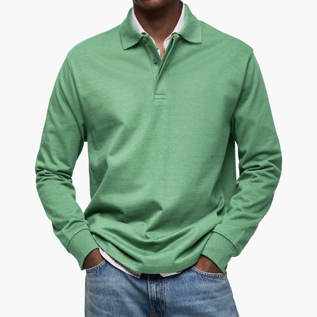 Herren Poloshirt mit langen Ärmeln - Klassischer Schnitt - J&B - 8 - Jasminaboutique.com