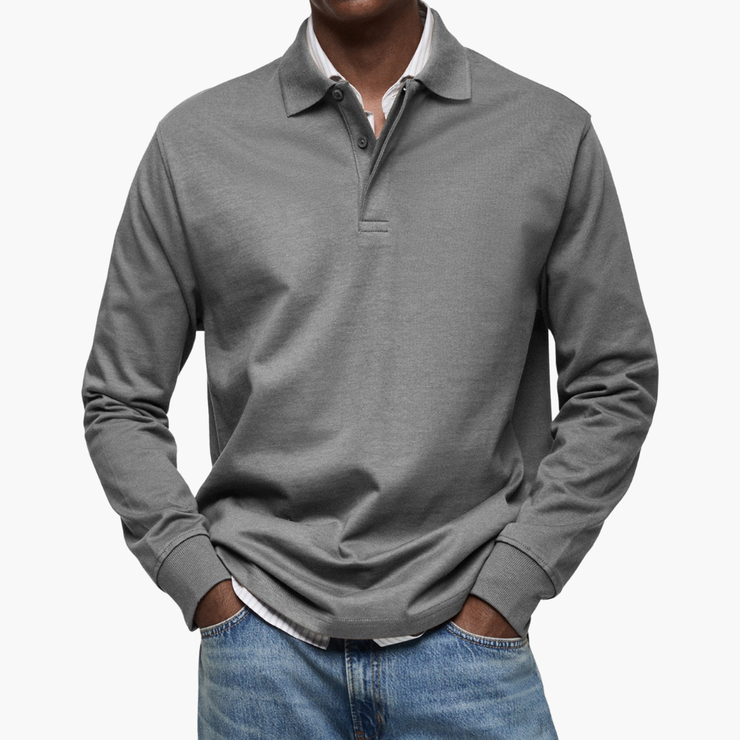 Herren Poloshirt mit langen Ärmeln - Klassischer Schnitt - J&B - 9 - Jasminaboutique.com