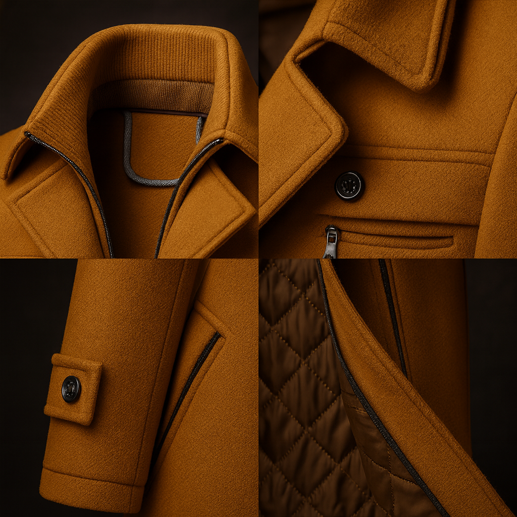 Herren Wintermantel mit strukturiertem Kragen und eleganter Silhouette - J&B - 2 - Jasminaboutique.com