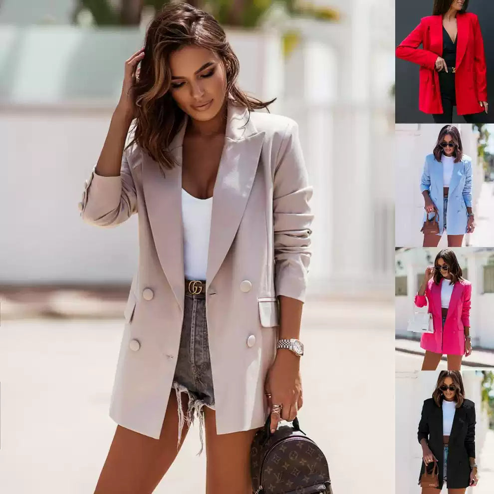 Double Button Blazer Women's Tailored Fit in Various Colours - 3 - Rokvane