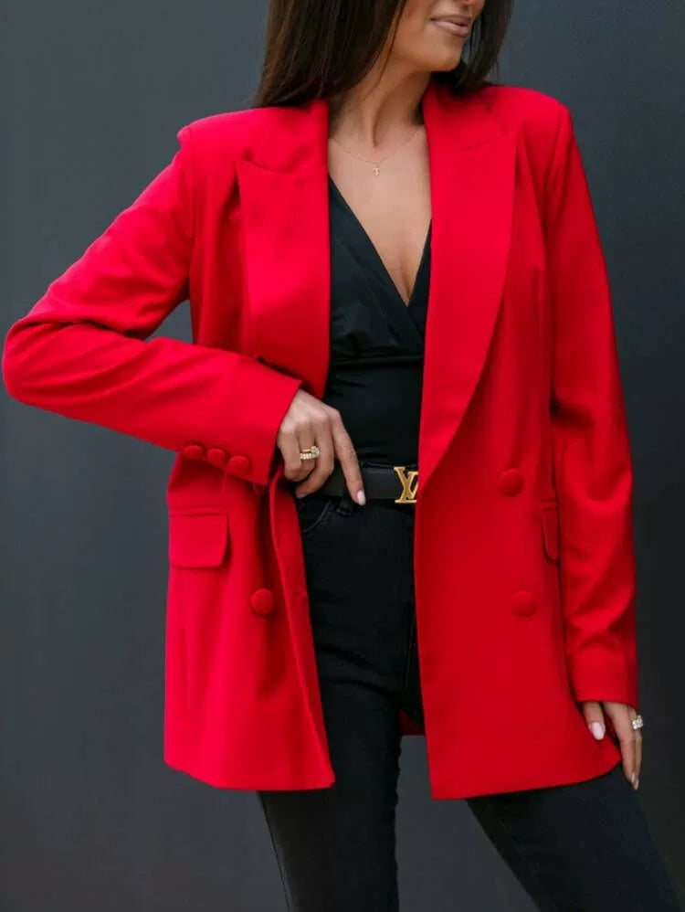 Double Button Blazer Women's Tailored Fit in Various Colours - 6 - Rokvane