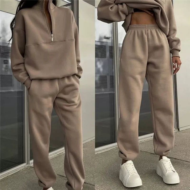 Modisches Zwei-Teiler Set für Damen mit Stehkragen und Reißverschluss - J&B - 3 - Annoboutique