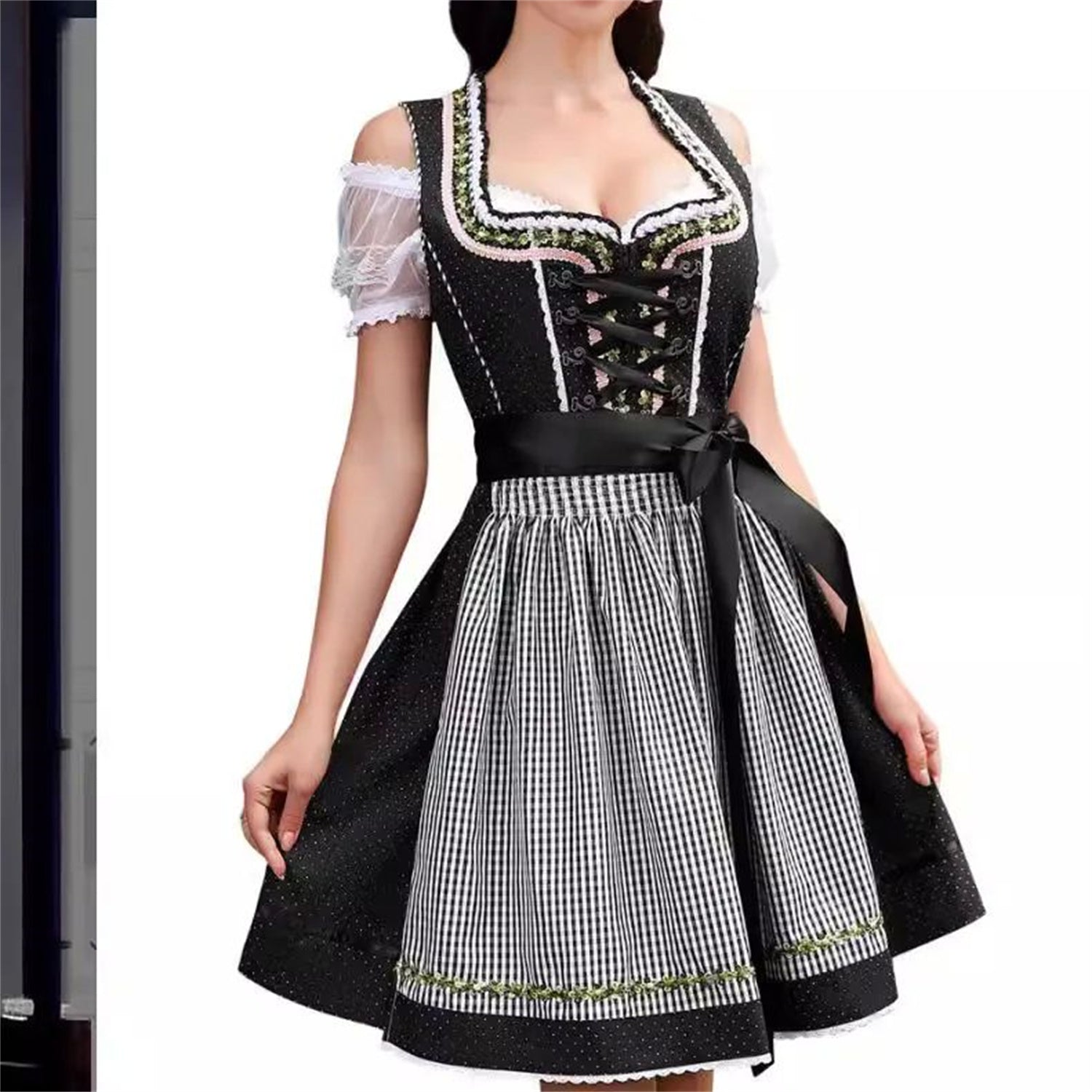 Dirndl Kleid Damen mit figurbetontem Schnitt und verspielten Details | A&Z - 2 - Atelier-Zofia
