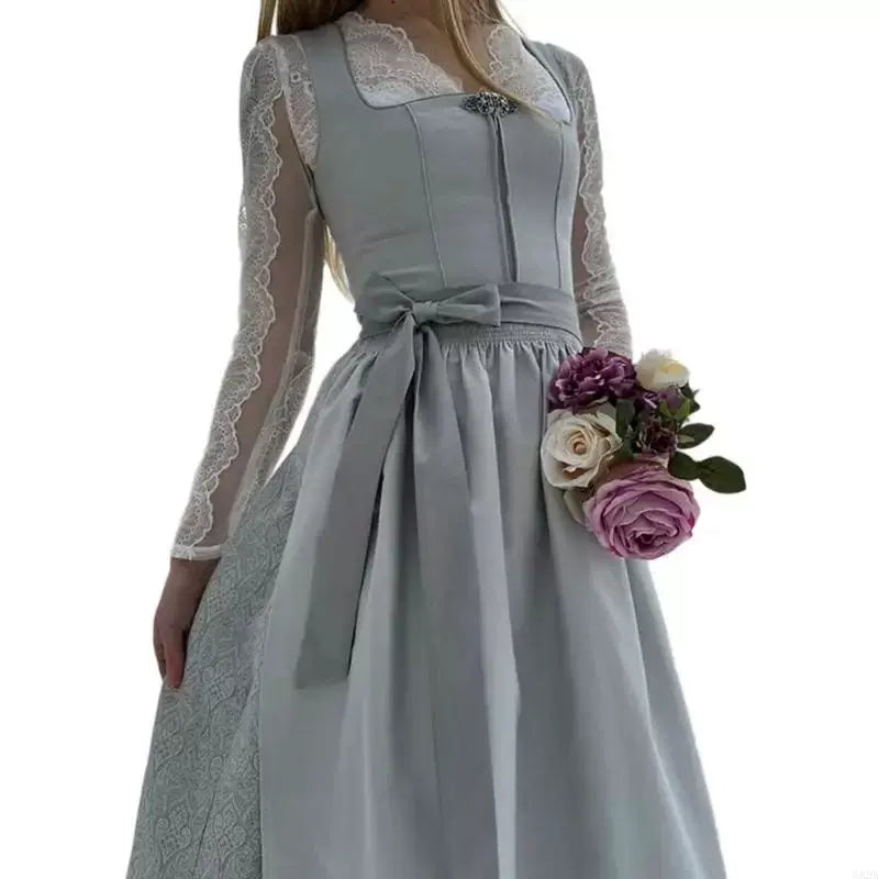 Dirndl Kleid Damen mit langen Ärmeln und Taillenband | A&Z - 1 - Atelier-Zofia