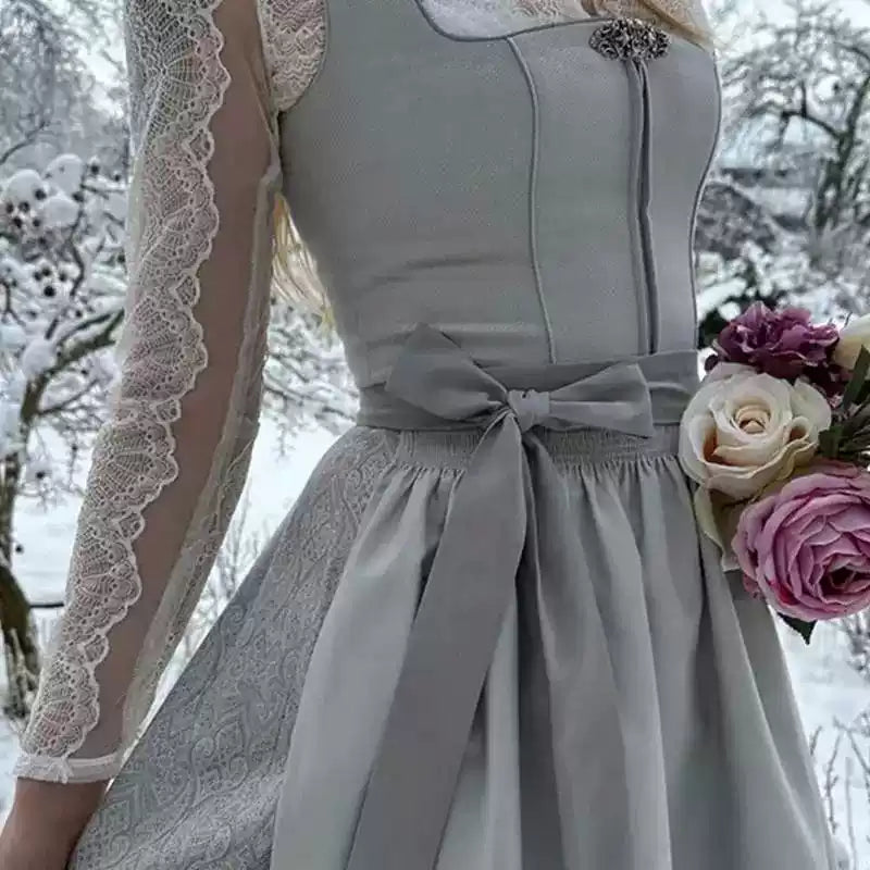 Dirndl Kleid Damen mit langen Ärmeln und Taillenband | A&Z - 4 - Atelier-Zofia