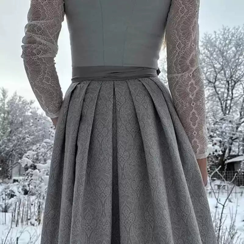 Dirndl Kleid Damen mit langen Ärmeln und Taillenband | A&Z - 5 - Atelier-Zofia