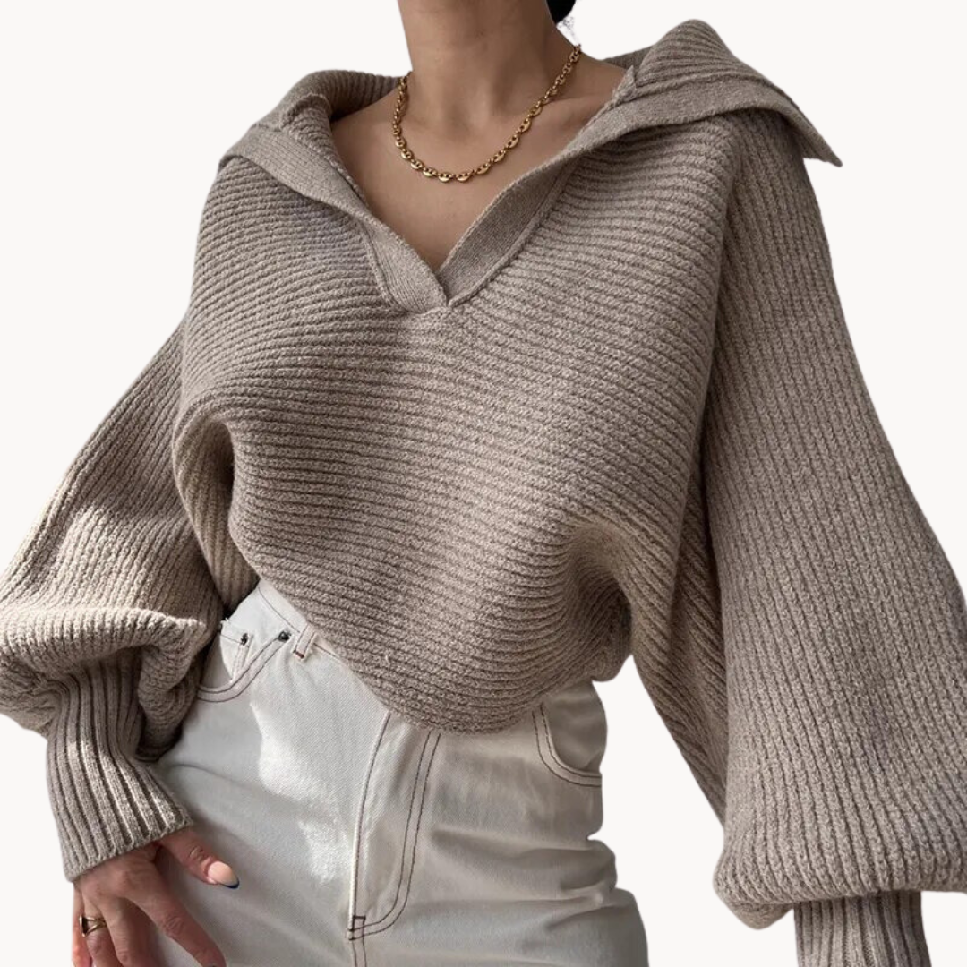 Pullover Damen mit Oversized Schnitt und V-Ausschnitt - J&B - 2 - Jasminaboutique.com