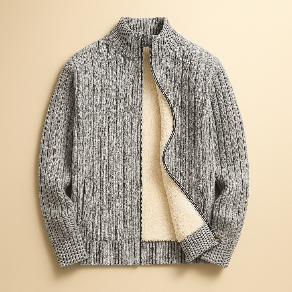Cardigan Herren mit Stehkragen und Reißverschluss - J&B - 4 - Jasminaboutique.com