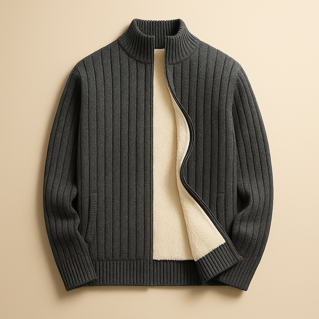 Cardigan Herren mit Stehkragen und Reißverschluss - J&B - 5 - Jasminaboutique.com