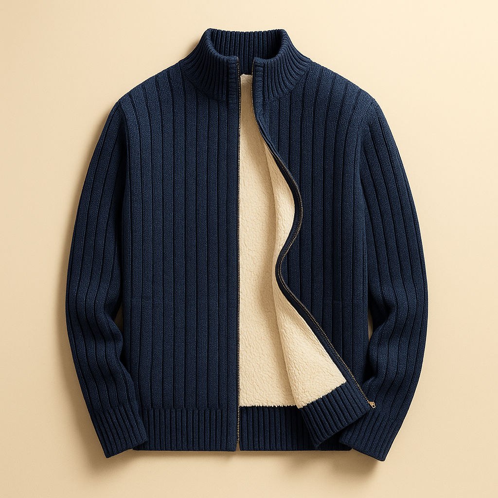 Cardigan Herren mit Stehkragen und Reißverschluss - J&B - 6 - Jasminaboutique.com
